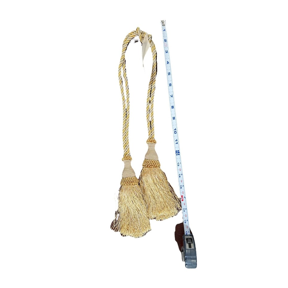 Lot‎ of 6 wood beaded tasseled fringe ropes necklace belt vintage & New - Picture 3 of 9